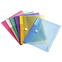 Buste con velcro A4 con perforazione universale, colori assortiti